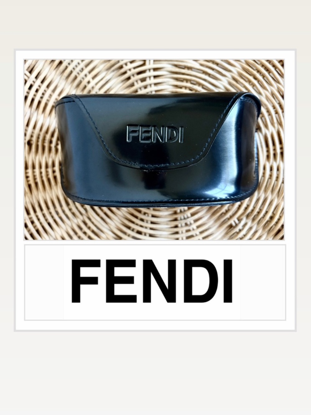 3/$30 FENDI black shiny patent leather logo embossed sunglasses case 2000’s